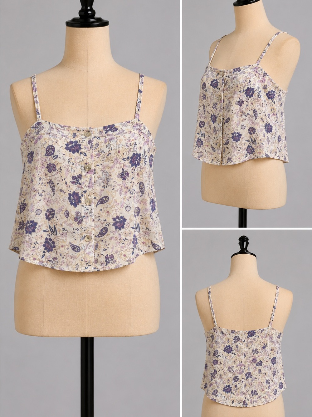 Self contrast button up crop swing tank